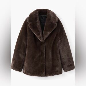 MANGO | Luxurious Brown Faux Fur Coat